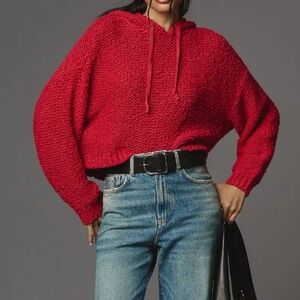 NEW Anghro Pilcro Sailcloth Hooded Sweater Raspberry Red semi crop